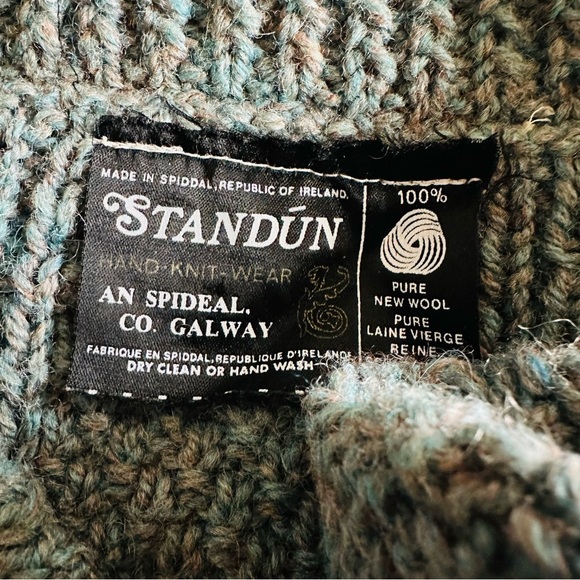 Standun 100% Wool Chunky Knit Cardigan Sweater Made In Ireland - Picture 5 of 10